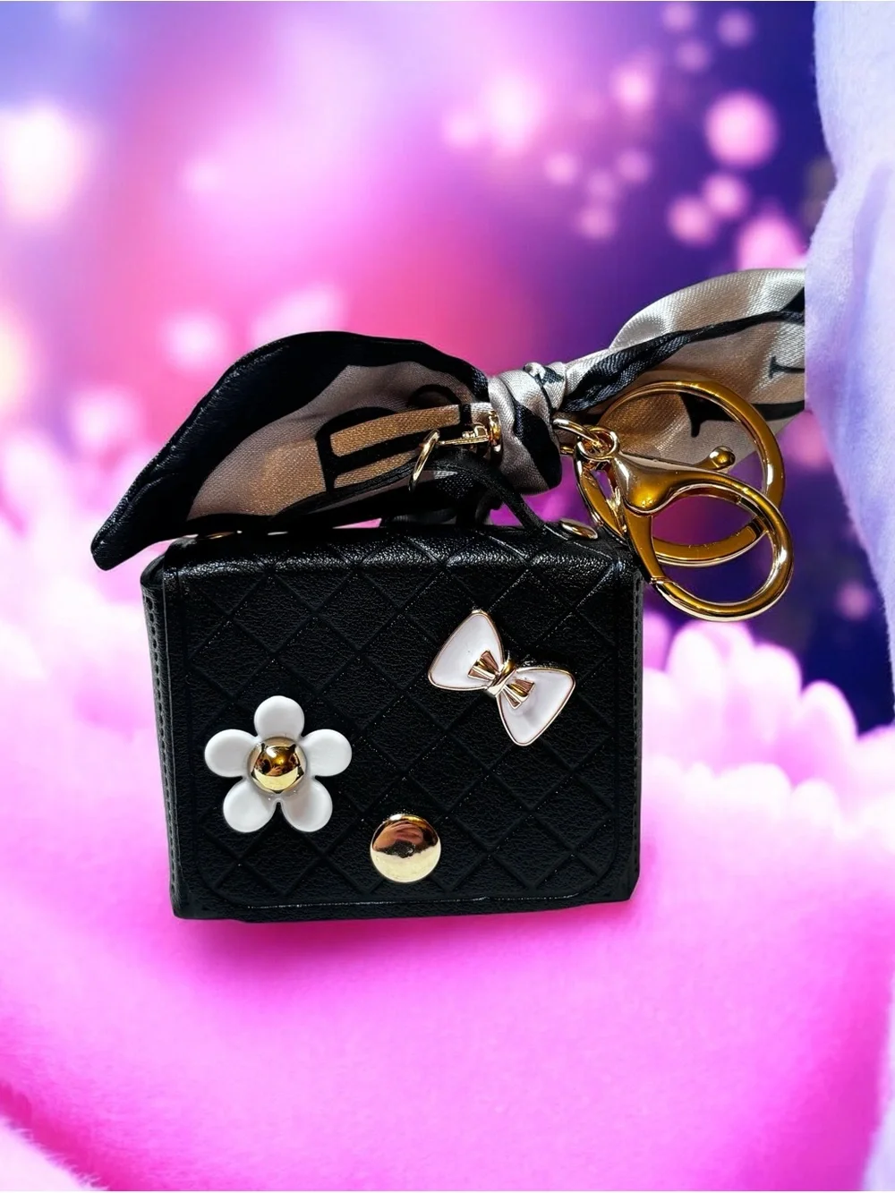 New Small Top-Handle Leather Satchel in (Pink, burgundy,black key chains